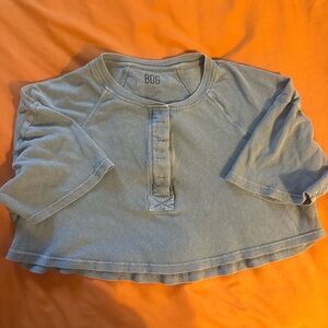 BDG Womens Short Sleeve Crop Blue Tee